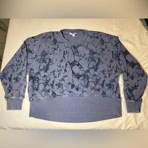 JoyLab Women's French Terry Acid Wash Crewneck Pullover Blue Marble‎ Large